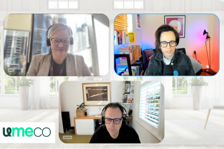 A screen shot from a video discussion between Umeco Founders about the future of work